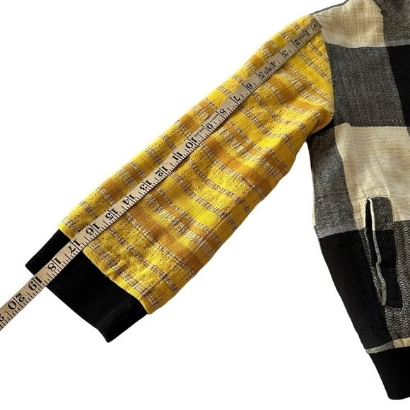 ACE & JIG DOMINO BLACK WHITE YELLOW CHECK BOMBER JACKET XS - Picture 15 of 16